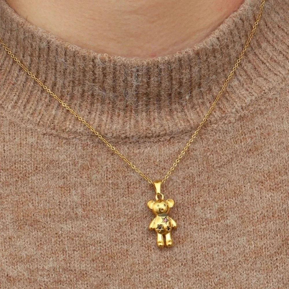NEW 18K GOLD BEAR PENDANT NECKLACE, NICE NECKLACE, CUTE NECKLACE - Picture 1 of 5